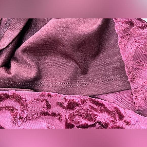 Maggy London Womens 4 Maroon Burnout Velvet Patterned Cold Shoulder Midi Dress - Picture 8 of 10